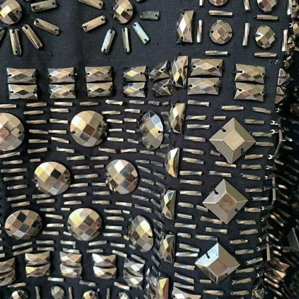 Studded Metallic Metal Short Sleeve Jacket